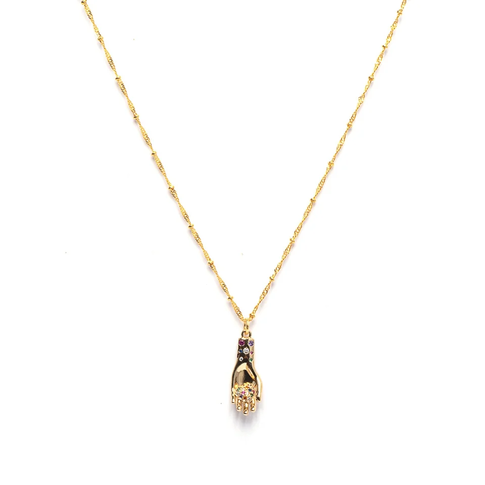 Rose Soleil - Shop online - women's necklaces - hand-shaped pendant jewelry - necklace with pendant and multicolor cubic zirconia - Karma
