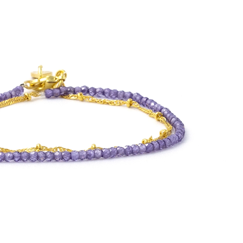 Rose Soleil - Shop online - bracciali donna con catenina placcata oro e zirconi viola - Jumilla