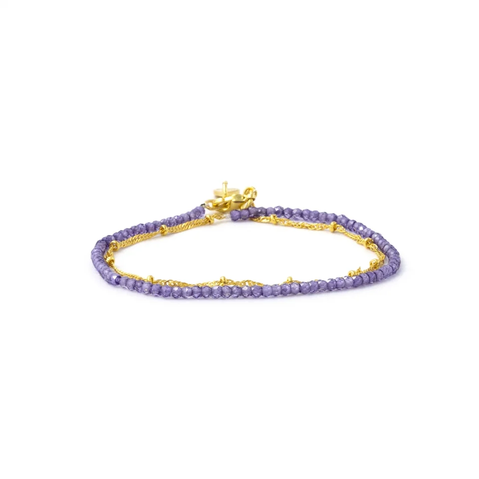 Rose Soleil - Shop online - bracciali donna con catenina placcata oro e zirconi viola - Jumilla