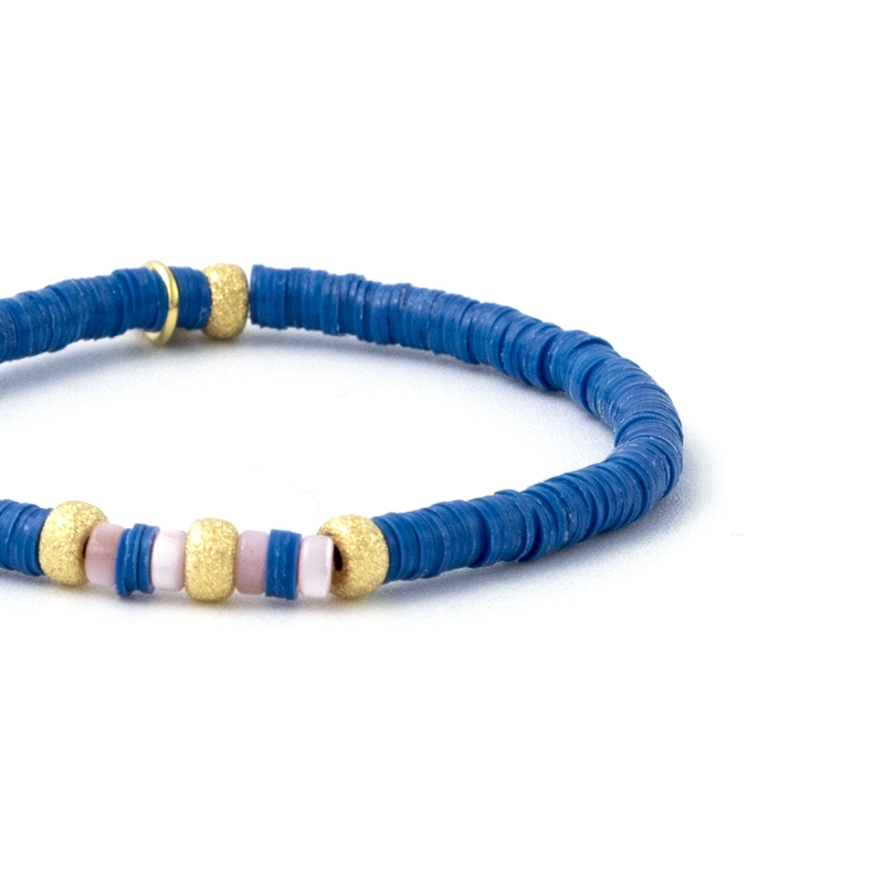 Rose Soleil - Shop online - bracciali donna dischetti in vinile blu, madreperla e argento 925 dorato - Clelia