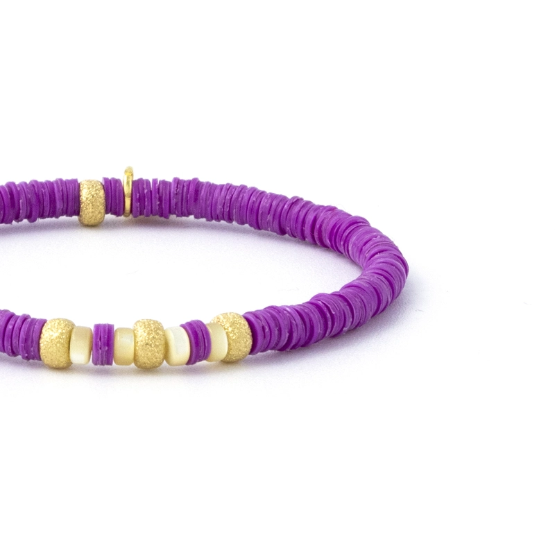 Rose Soleil - Shop online - bracciali donna dischetti in vinile viola, madreperla e argento 925 dorato - Loulou