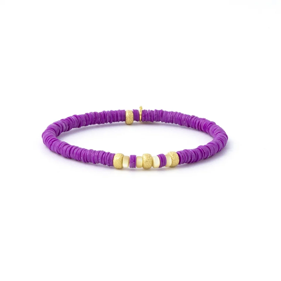 Rose Soleil - Shop online - bracciali donna dischetti in vinile viola, madreperla e argento 925 dorato - Loulou