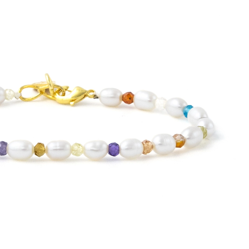 Rose Soleil - Shop online - bracciali donna con perle naturali di fiume e zirconi multicolor - Agnese