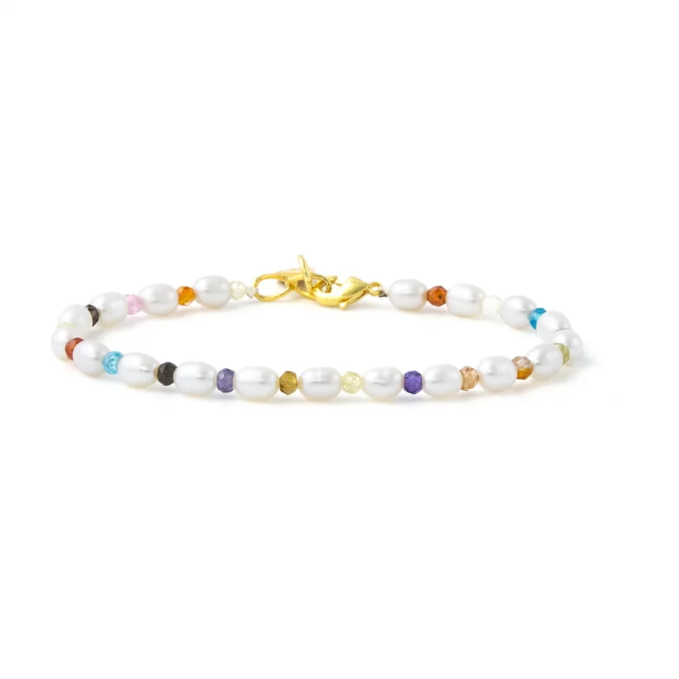 Rose Soleil - Shop online - bracciali donna con perle naturali di fiume e zirconi multicolor - Agnese