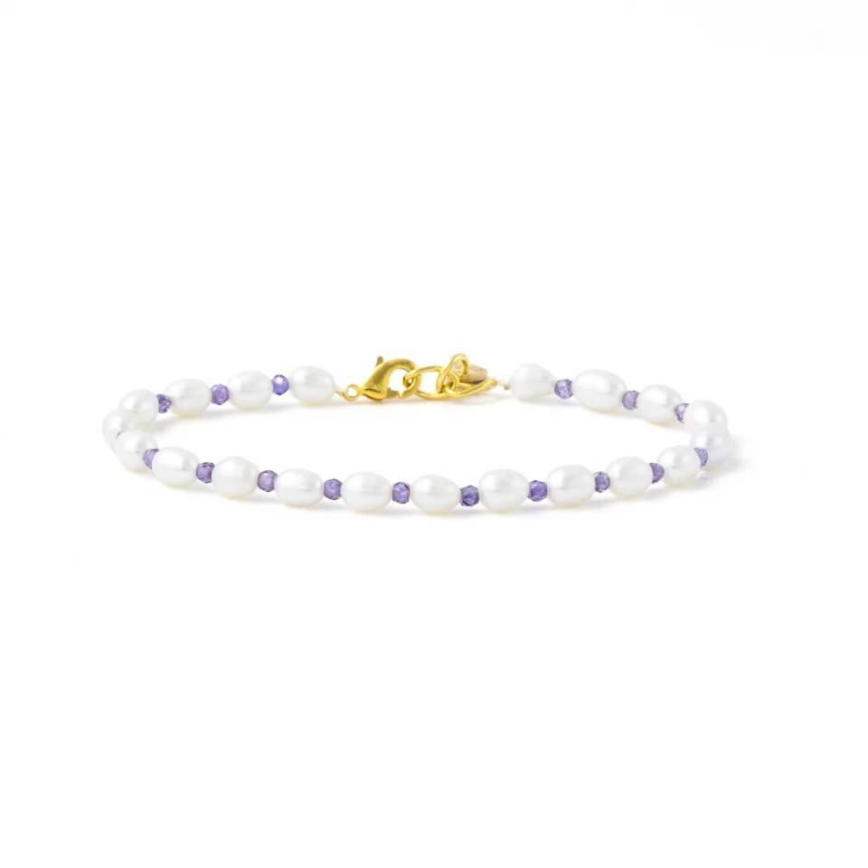 Rose Soleil - Shop online - accessorio da donna dalle sfumature seducenti con perle naturali di fiume e zirconi viola - Jolanda