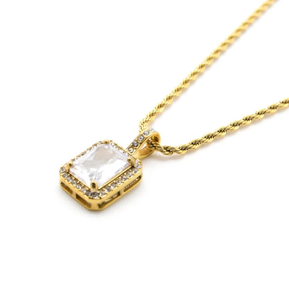 Rose Soleil - Shop online - collane da donna con catenina a treccia placcata oro e ciondolo con zirconi bianchi - Cenerentola