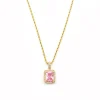 Rose Soleil - Shop online - collane da donna con catenina a treccia placcata oro e ciondolo con zircone rosa e altri zirconi bianchi - Biancaneve
