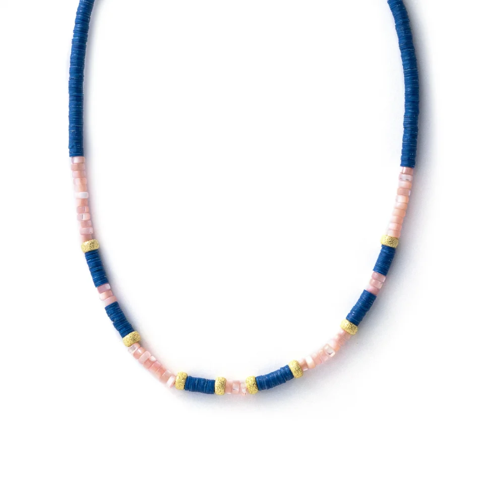 Rose Soleil - Shop online - collane da donna con dischetti in vinile blu, madreperla e argento 925 dorato - Clelia
