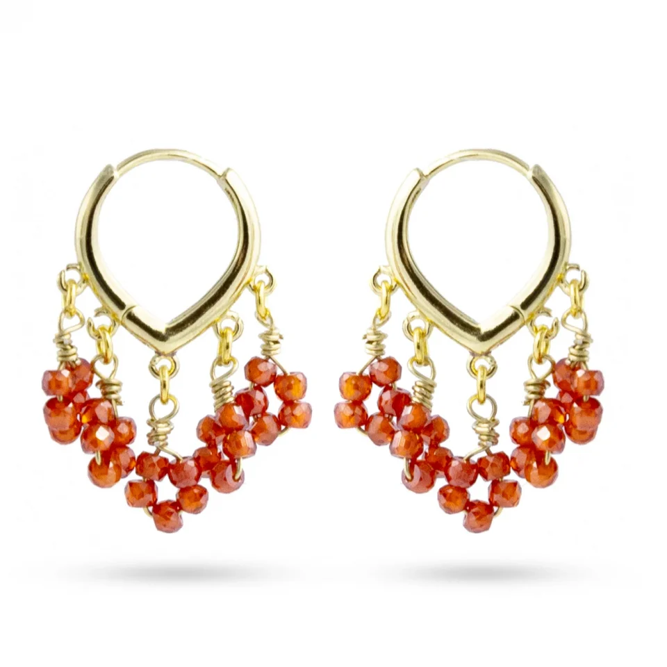 Rose Soleil - Shop online - orecchini da donna - tipologia ad anello placcati oro con cascata di zirconi arancioni- Granada