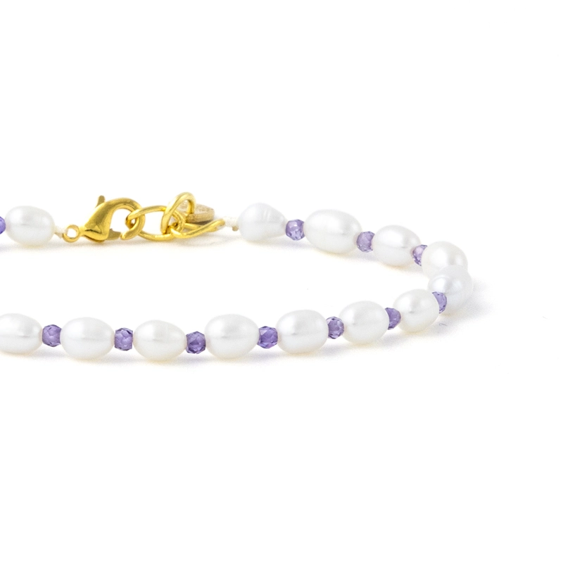 Rose Soleil - Shop online - accessorio da donna dalle sfumature seducenti con perle naturali di fiume e zirconi viola - Jolanda