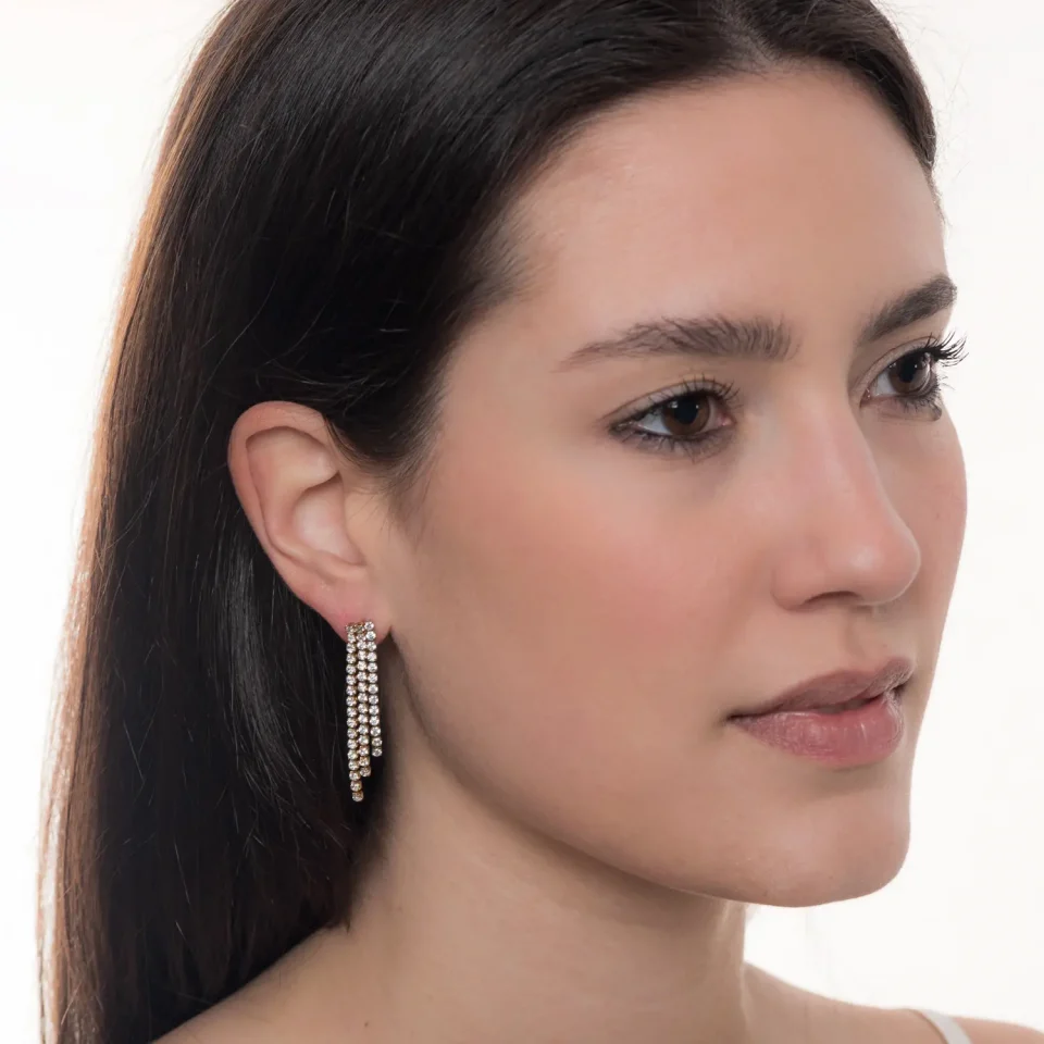 Rose Soleil - Shop online - orecchini da donna - orecchini pendente con zirconi color cristallo e chiusura a farfallina per un look glamour - Skyler