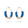 Rose Soleil - Shop online - orecchini da donna - orecchino ad anello con madreperla e dischetti in vinile bluette - chiusura a baionetta - Bluey