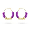 Rose Soleil - Boutique en ligne - boucles d'oreilles femme - boucle d'oreille avec disques en nacre et vinyle violet - fermoir baïonnette - Vilma