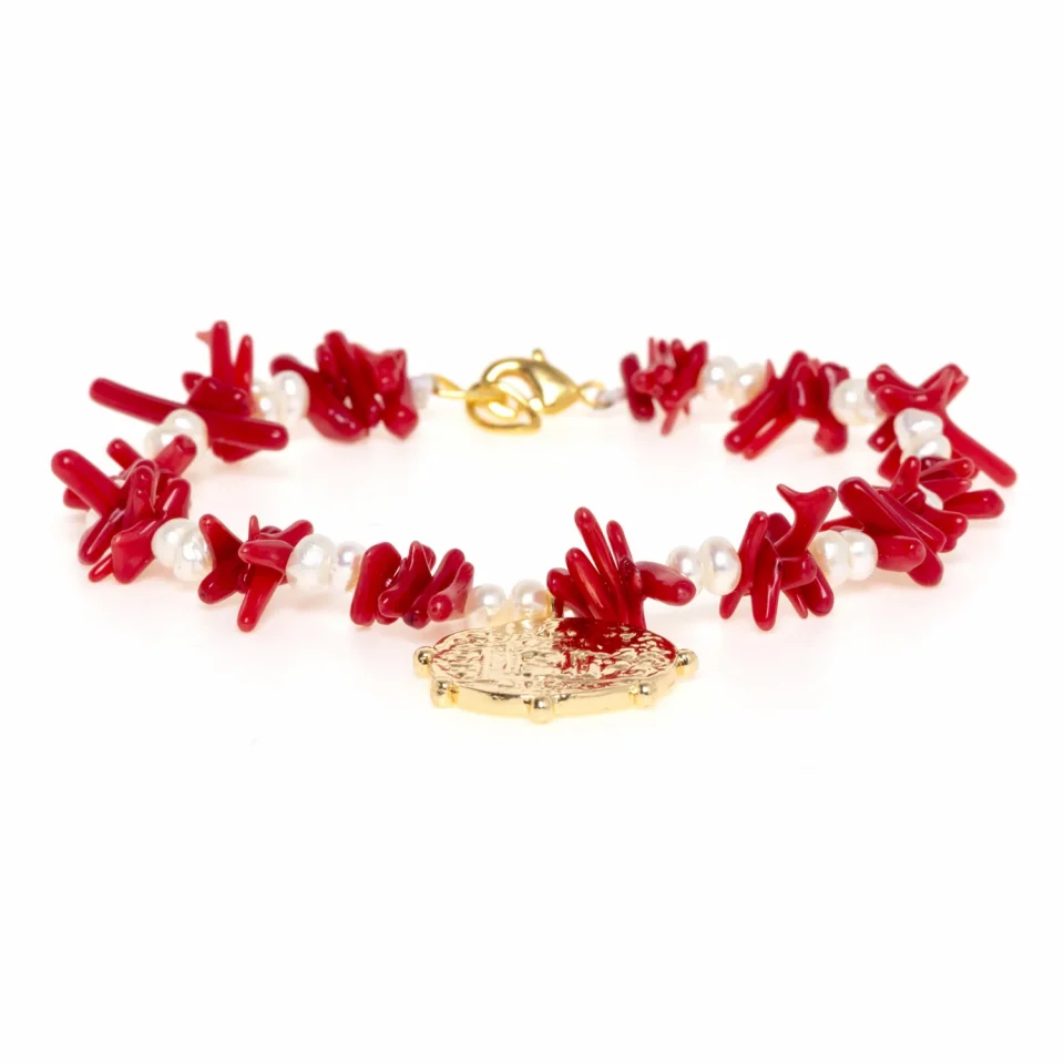 Rose Soleil - Shop online - bracciali da donna - bracciale da donna con corallo e perle - Ambra