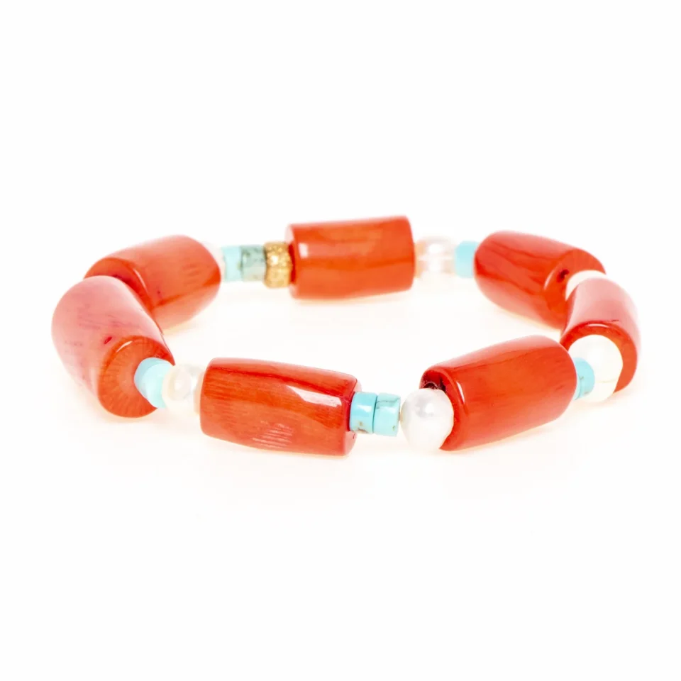 Rose Soleil - Shop online - bracciali da donna - bracciale elastico con corallo bamboo - Sveva