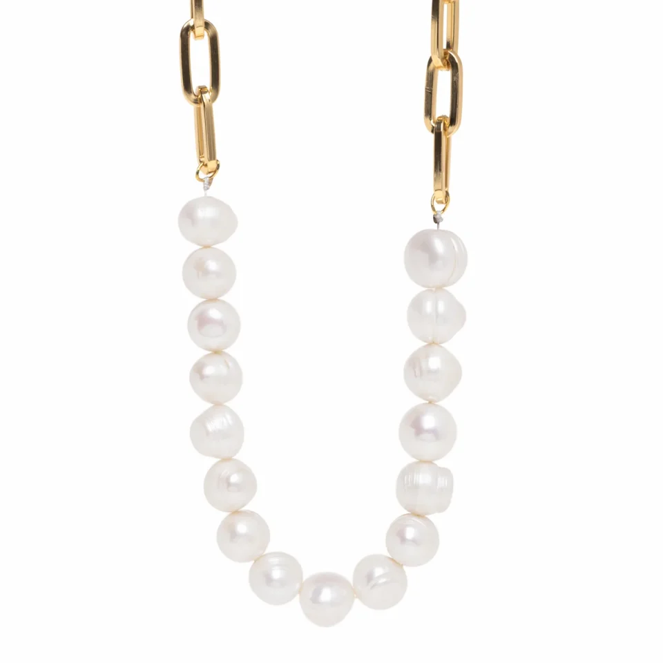 Rose Soleil - Shop online - collane da donna - collana con perle di fiume - Collana da donna dorata con perle - Cara