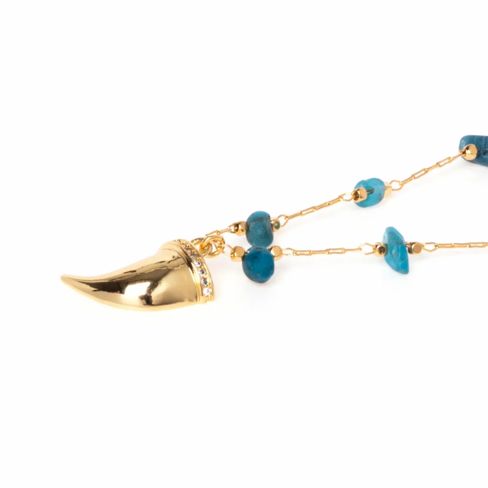 Rose Soleil - Shop online - collane da donna - collana placcata oro - collana per donna con pendente a forma di corno - collana con pietre e zirconi - Demetra