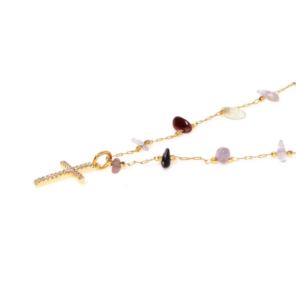 Rose Soleil - Shop online - collane da donna - collana placcata oro - collana per donna con pendente a forma di croce - collana con pietre e zirconi - Ginevra