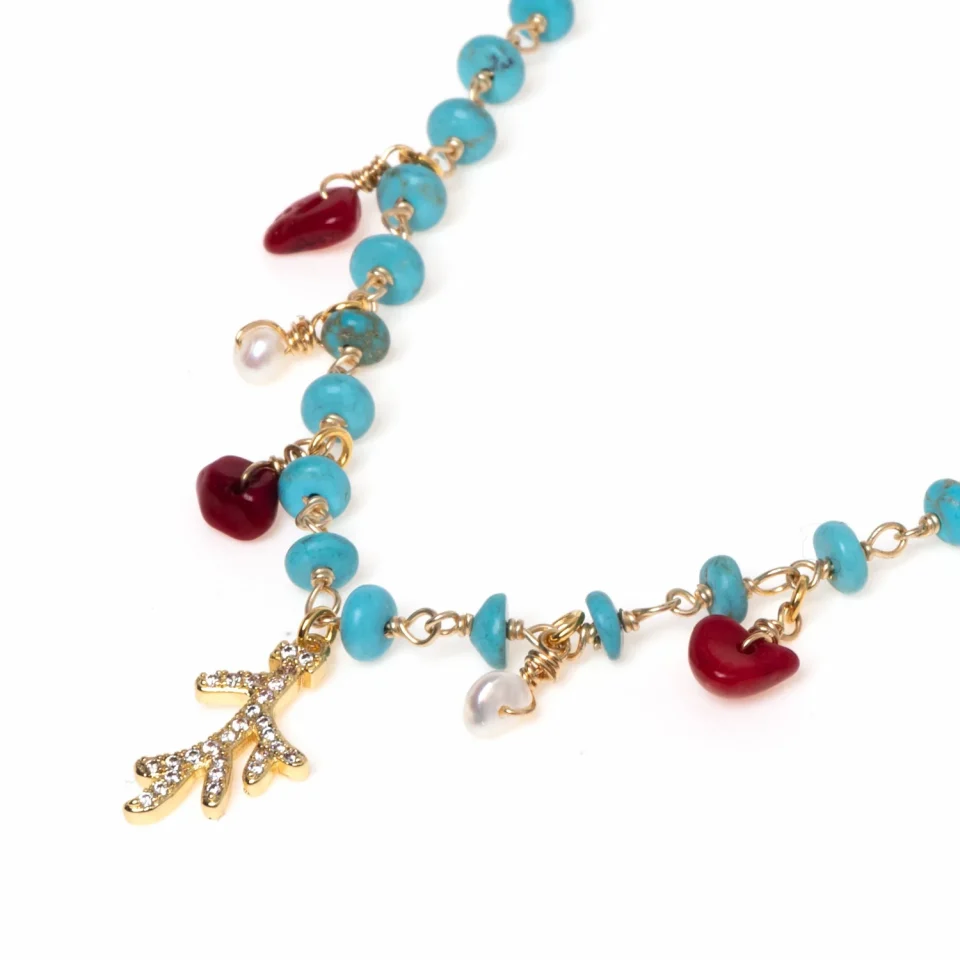 Rose Soleil - Shop online - collane da donna - collana placcata oro - collana da donna con ciondoli e pendente - collana con catenina a maglia rosario - Antonietta