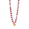 Rose Soleil - Shop online - collane da donna - collana placcata oro - collana da donna con corallo e perle - collana con ciondolo a forma di moneta antica - Romea