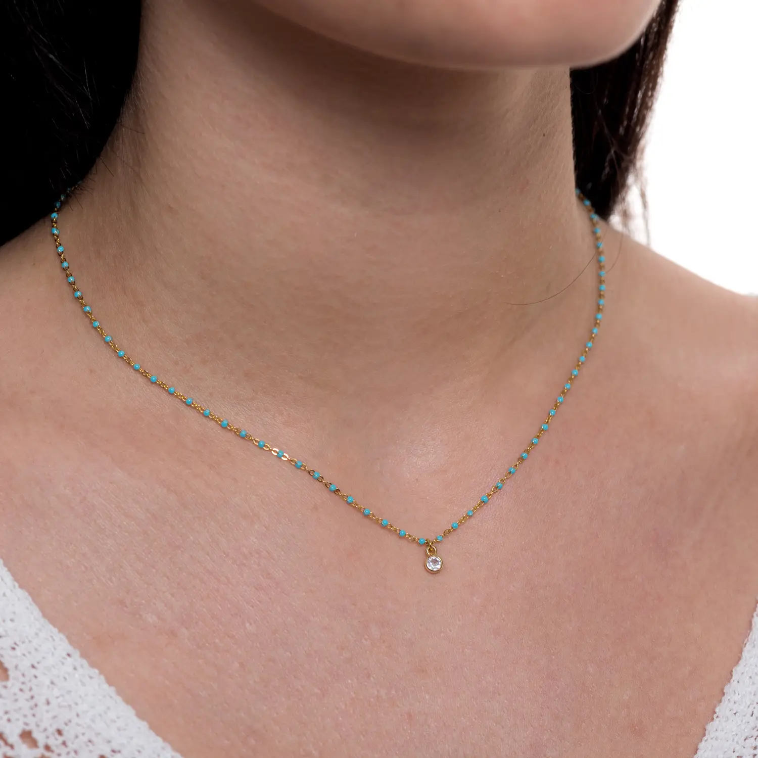 Collana donna con pendente e zircone