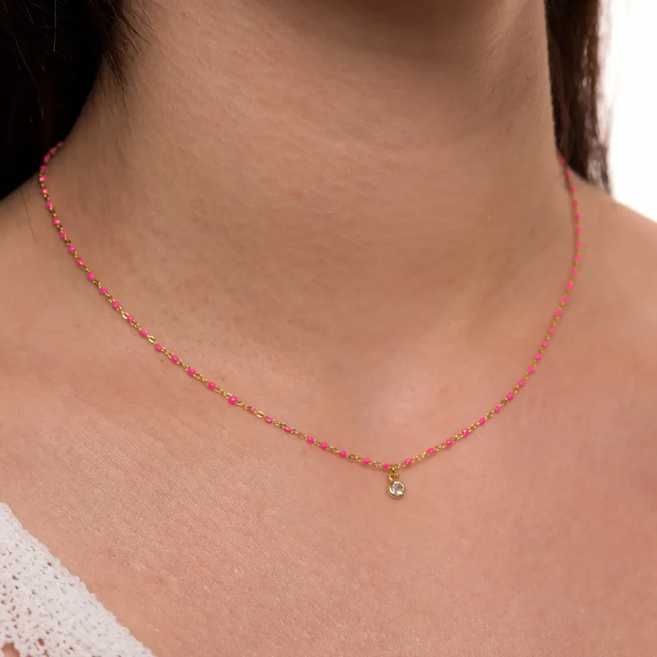 Rose Soleil - Shop online - collane da donna - collana placcata oro - collana donna con zircone bianco - collana punto luce - Ludovica