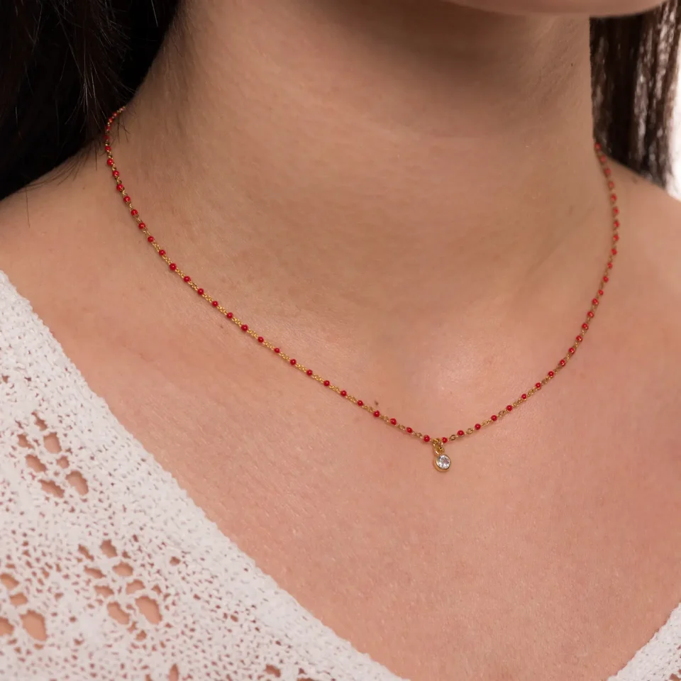 Rose Soleil - Shop online - collane da donna - collana placcata oro - collana donna con zircone incastonato - collana punto luce - Grazia