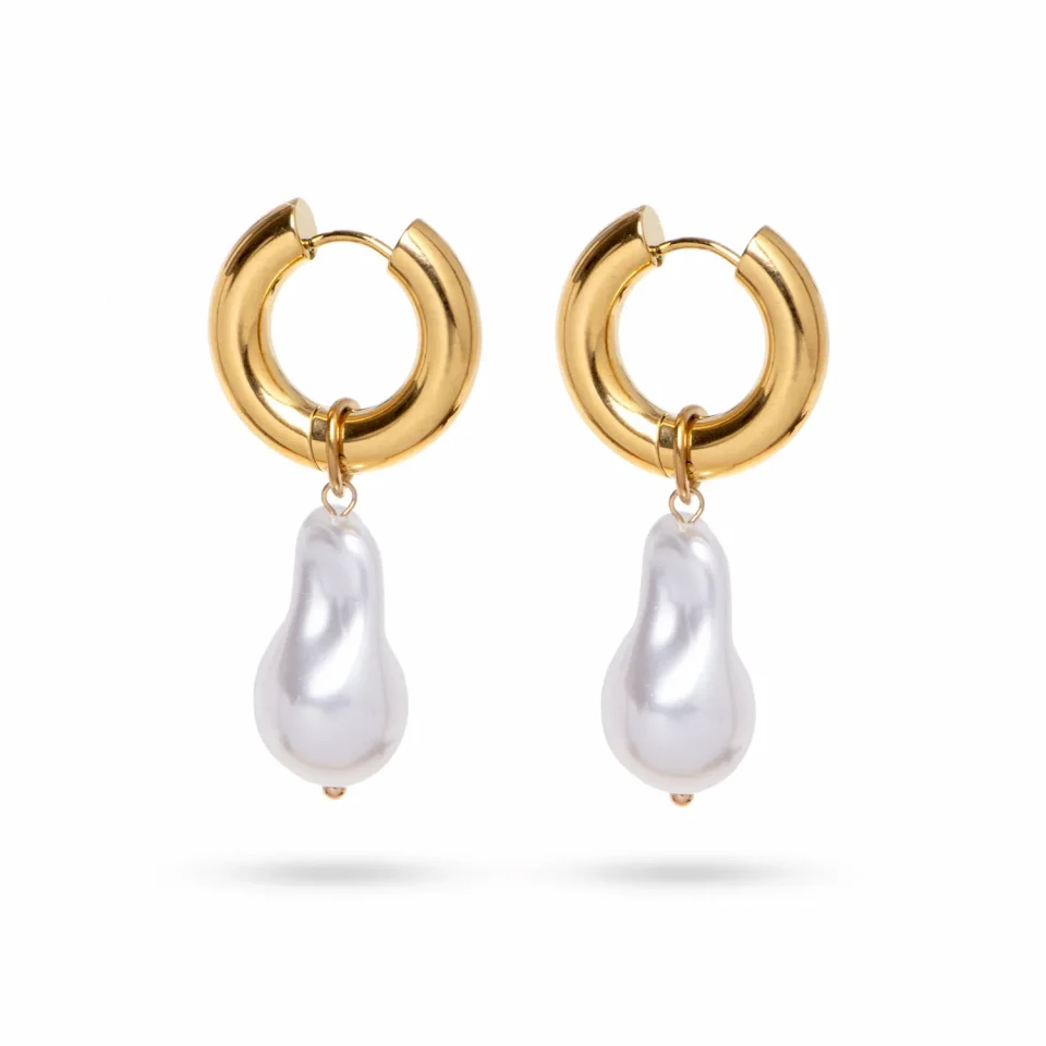 Rose Soleil - Shop online - orecchini da donna - orecchini a cerchio con pendente di perle - Selene
