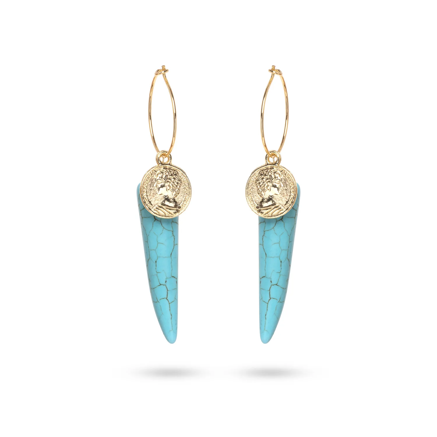 Rose Soleil – Shop online – orecchini da donna – orecchini con cerchi fini e corno – Diletta