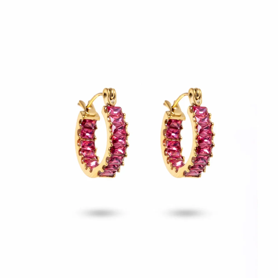 Rose Soleil - Shop online - orecchini da donna - orecchino sobrio con zirconi rosa - Lucrezia