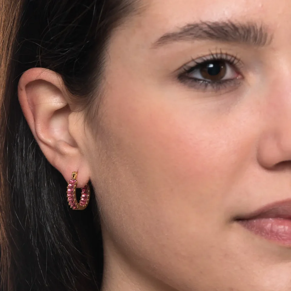 Rose Soleil - Shop online - orecchini da donna - orecchino sobrio con zirconi rosa - Lucrezia