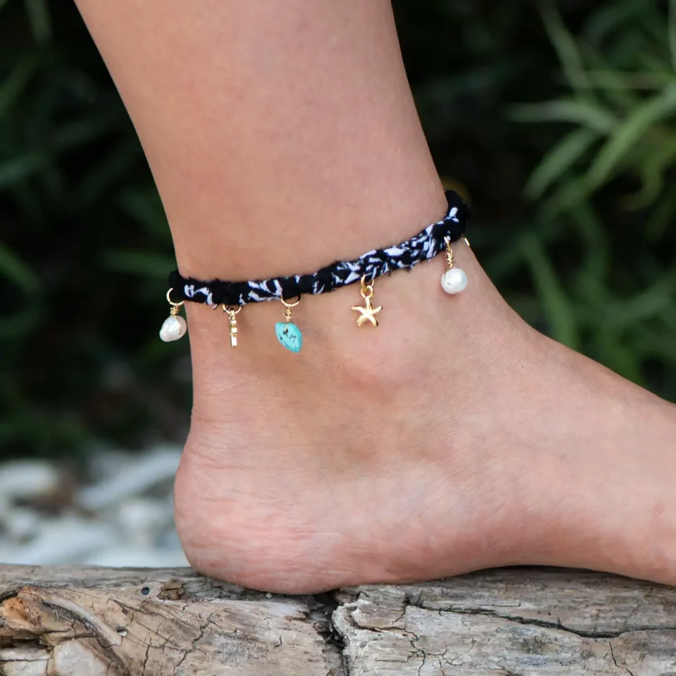 Rose Soleil - Shop online - cavigliere da donna - cavigliere estive - cavigliera estate con bandana intrecciata - Kotis
