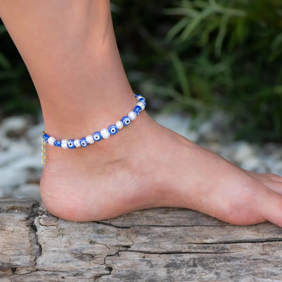 Rose Soleil - Shop online - cavigliere da donna - cavigliere estive - cavigliera per l'estate con occhio greco - Blue Eye