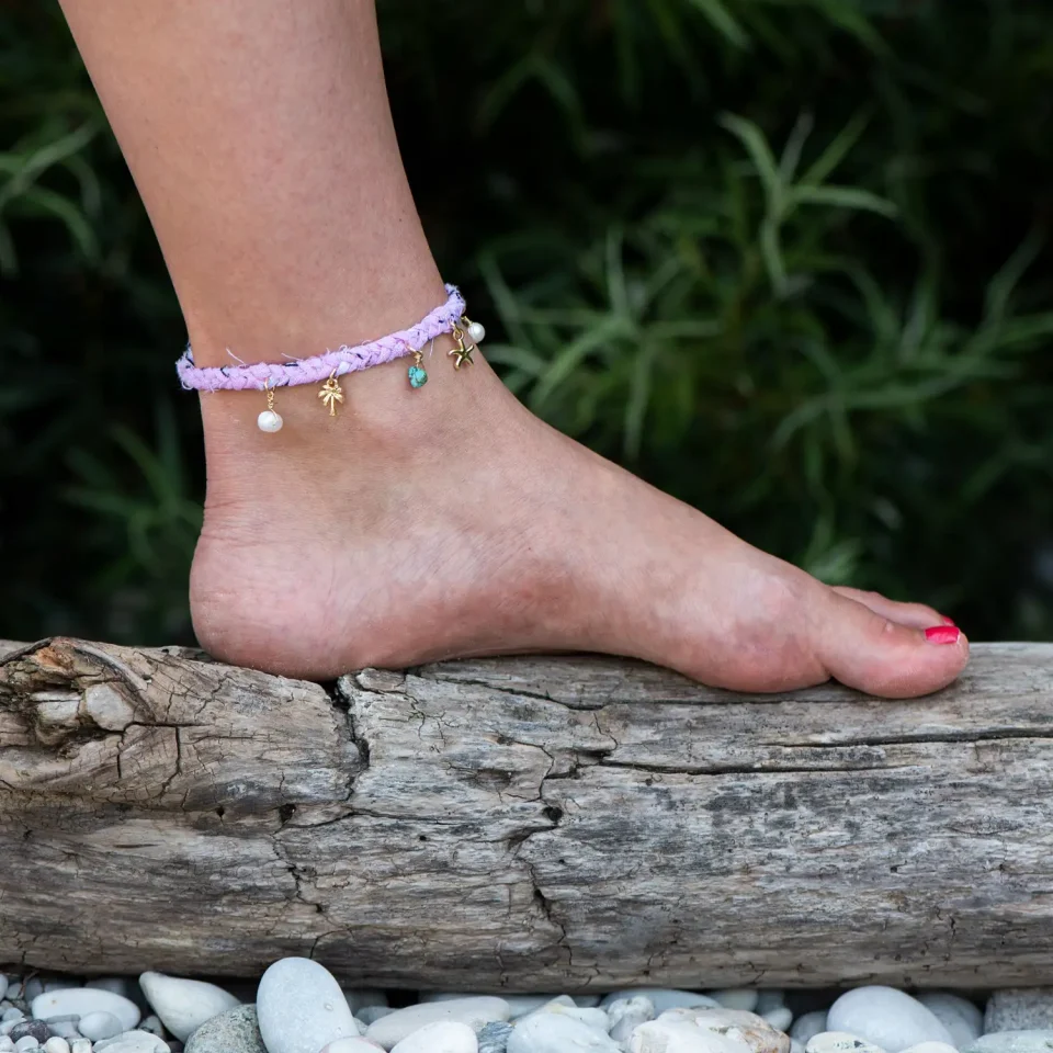 Rose Soleil - Shop online - cavigliere da donna - cavigliere estive - cavigliera realizzata a mano in cotone - Hollys